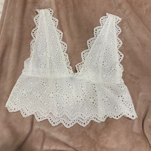 White lace crop top